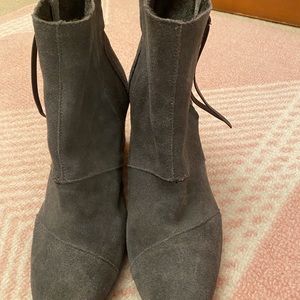 Grey suede Toms Wedge Booties
